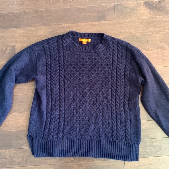 Midnight blue cable knit long sleeve oversized sweater - Picture 5 of 10